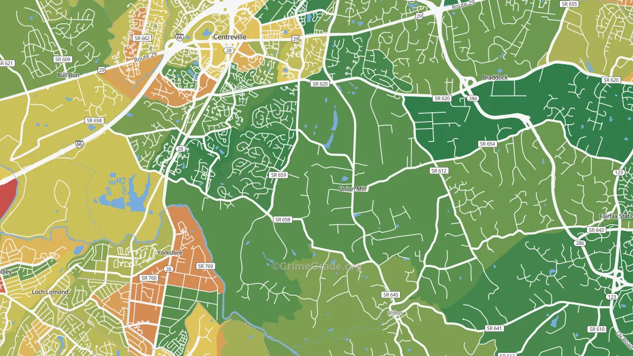Clifton, VA Map of Assault Rates