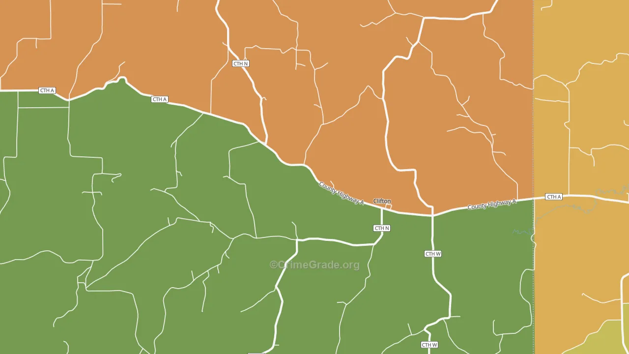 Clifton, WI Map of Assault Rates