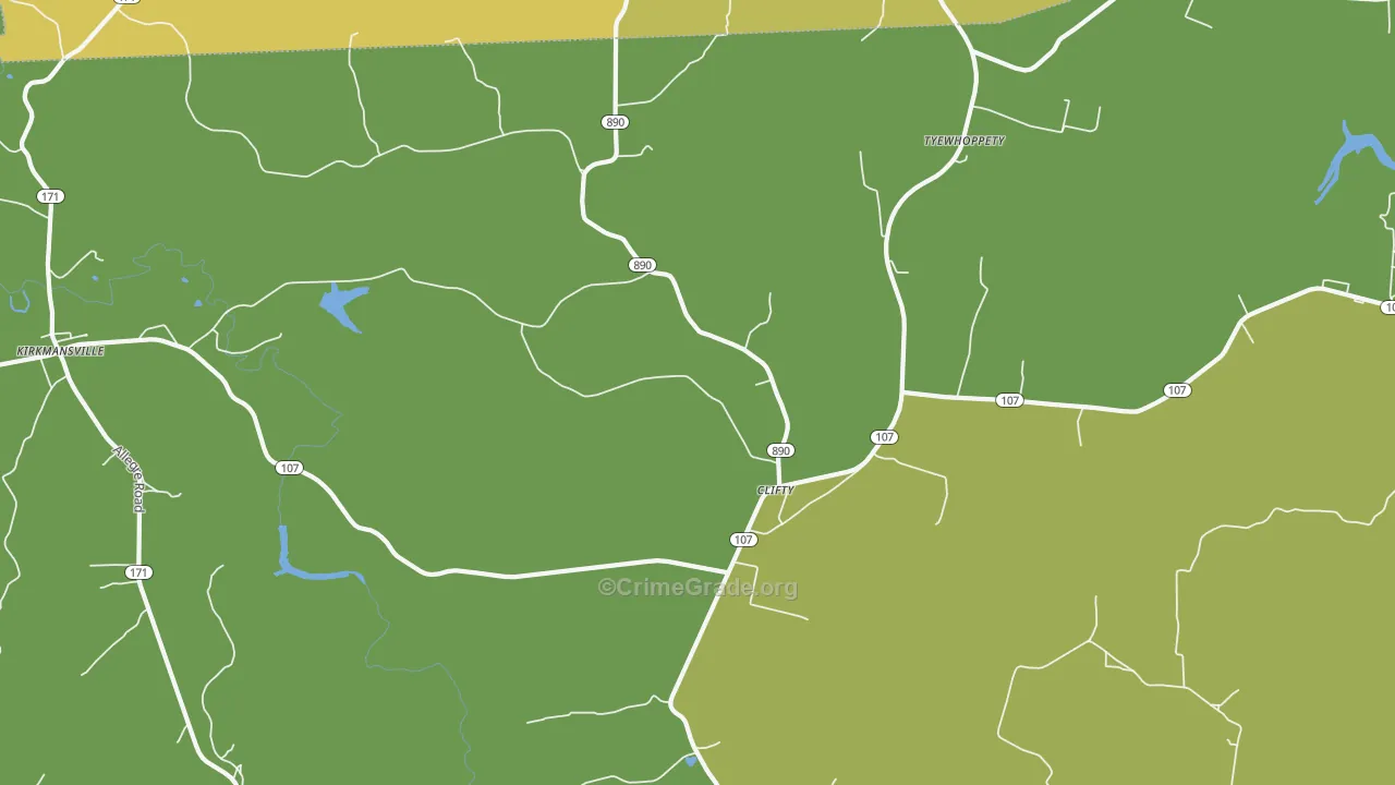 Clifty, KY Map of Assault Rates
