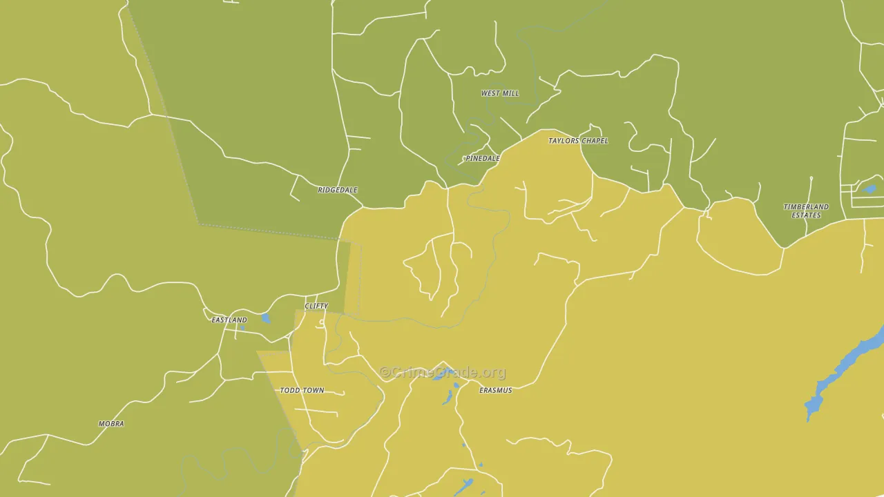 Clifty, TN Map of Assault Rates