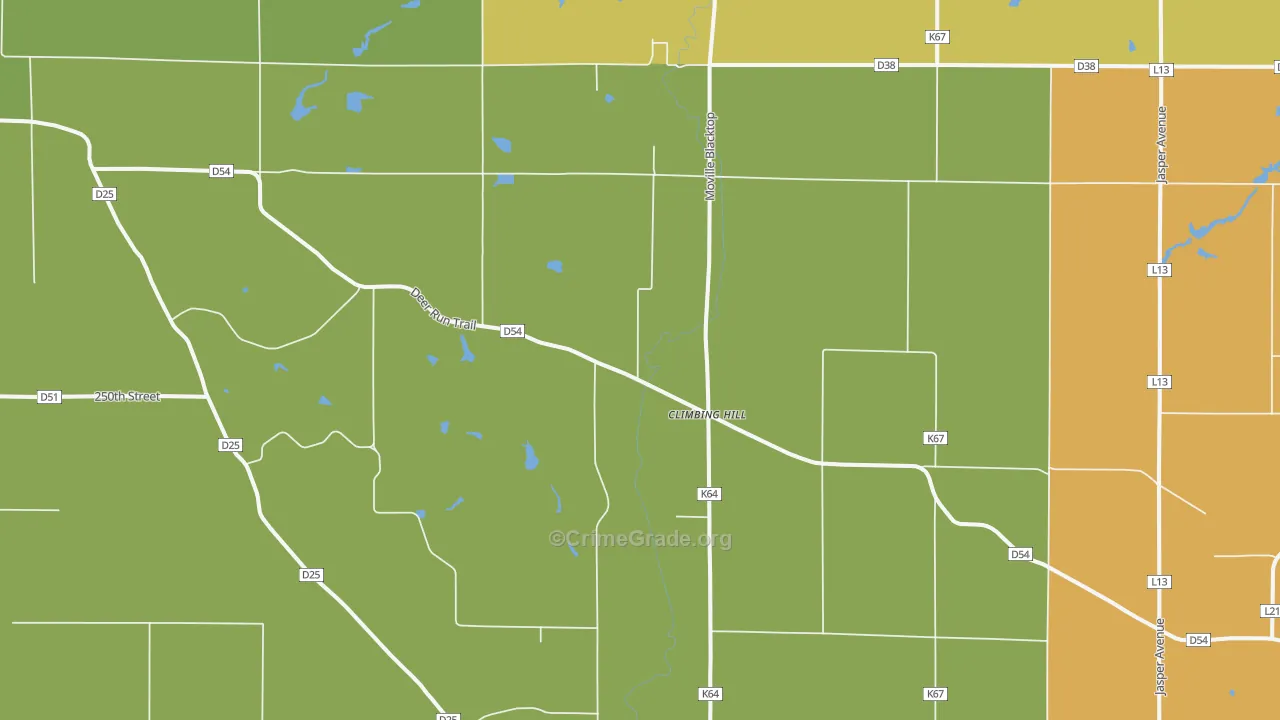Climbing Hill, IA Map of Assault Rates