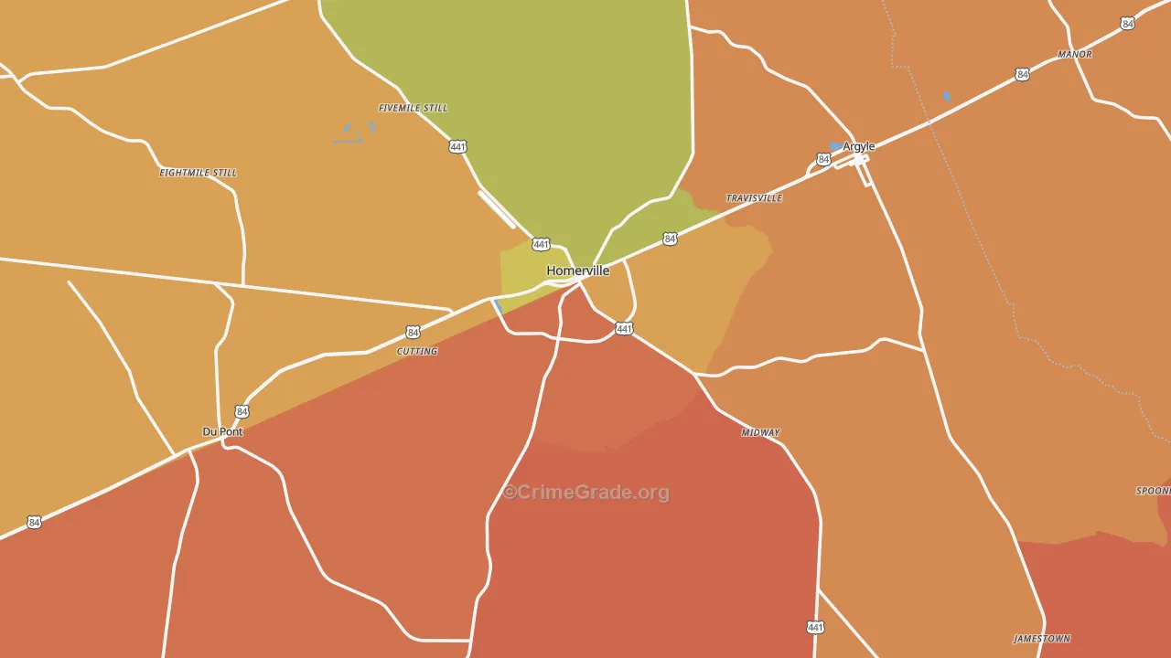 Clinch County, GA Map of Assault Rates