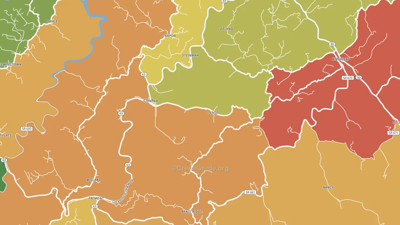 Clinchco, VA Map of Assault Rates