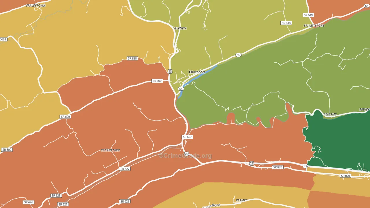 Clinchport, VA Map of Assault Rates