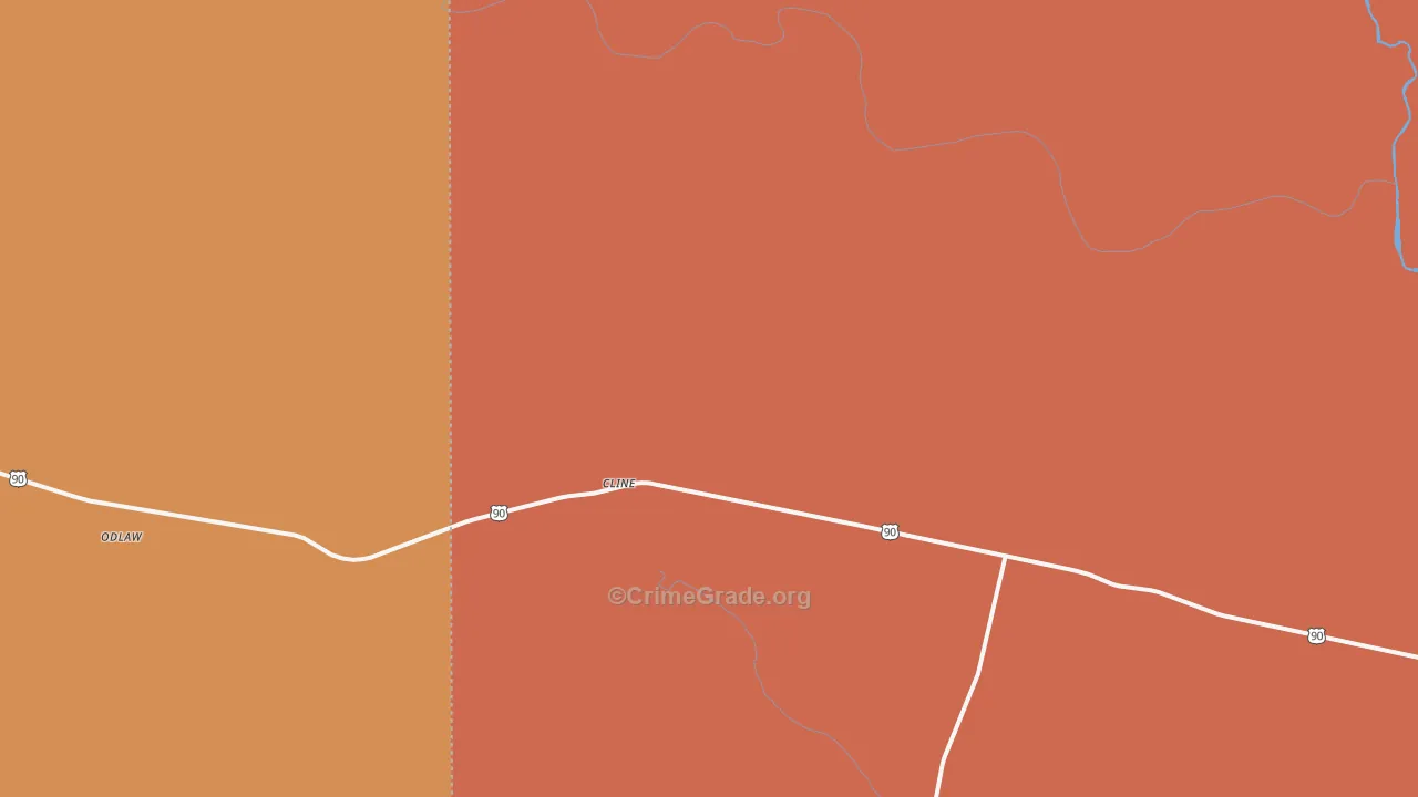 Cline, TX Map of Assault Rates