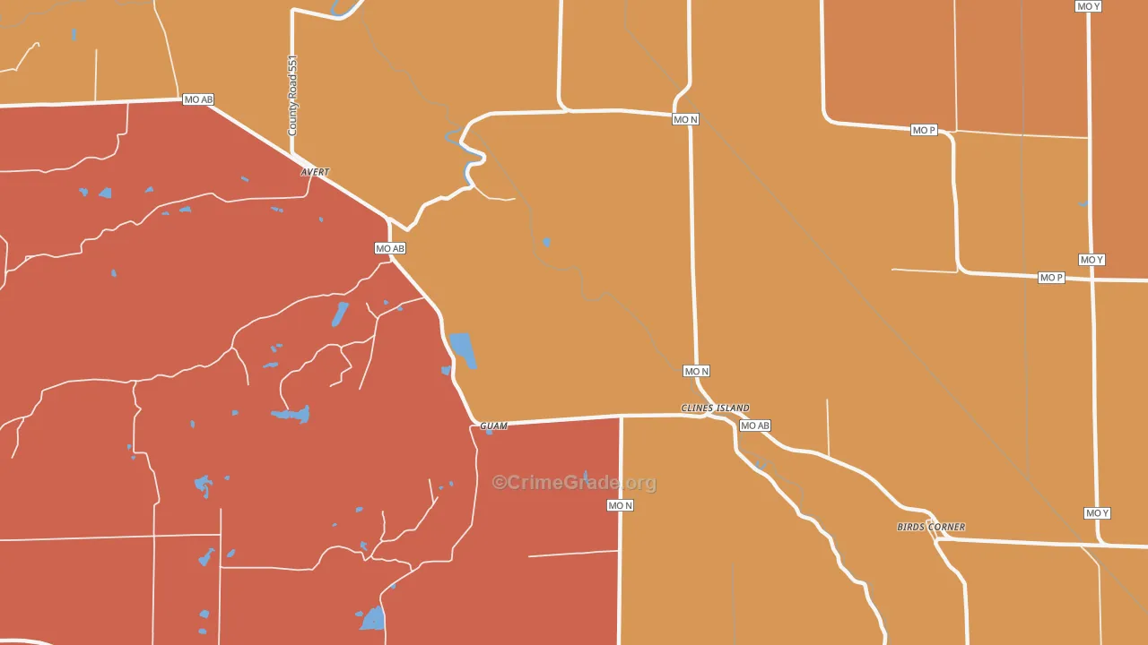 Clines Island, MO Map of Assault Rates