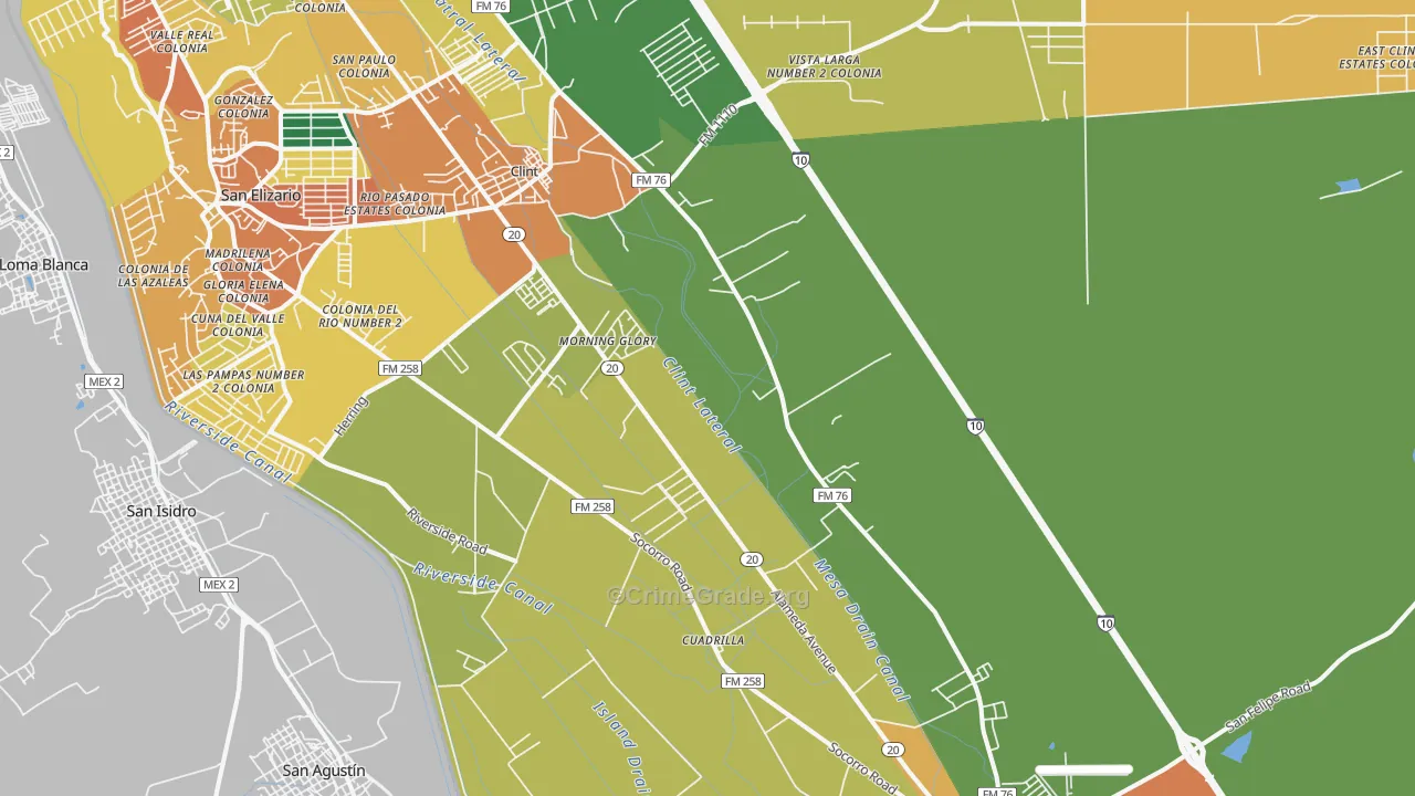 Clint, TX Map of Assault Rates