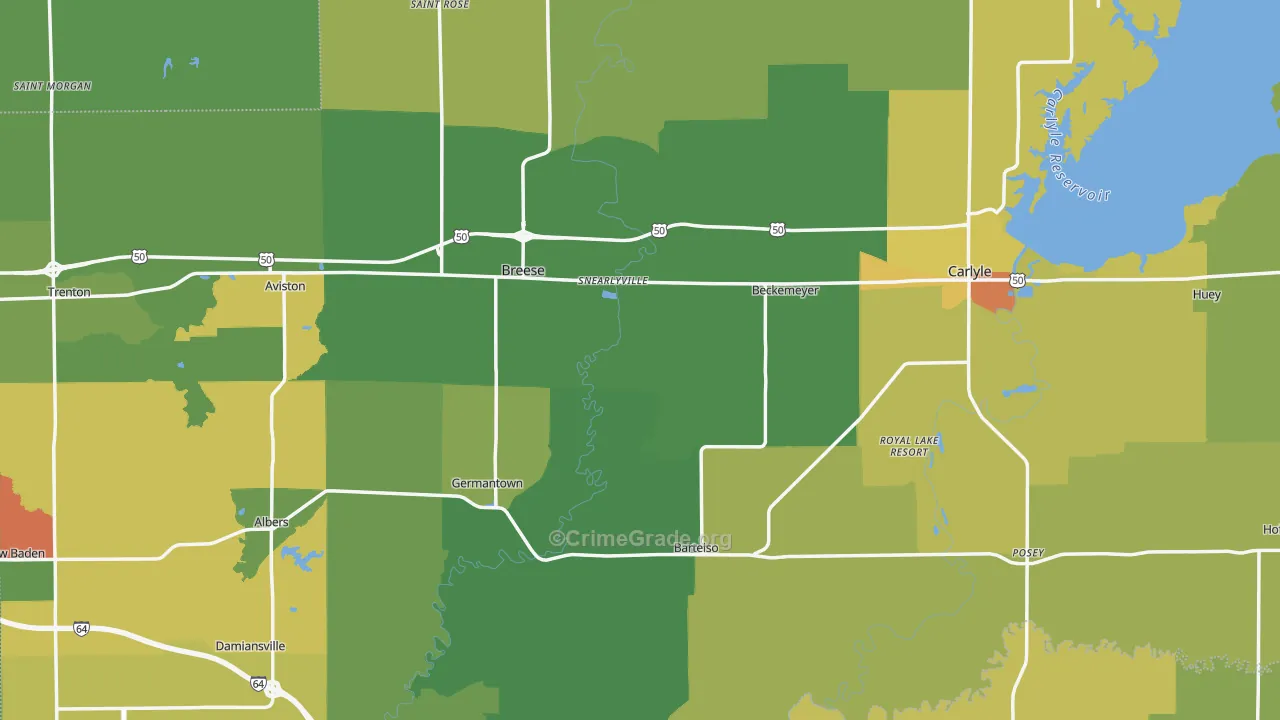 Clinton County, IL Map of Assault Rates