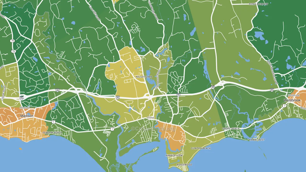 Clinton, CT Map of Assault Rates
