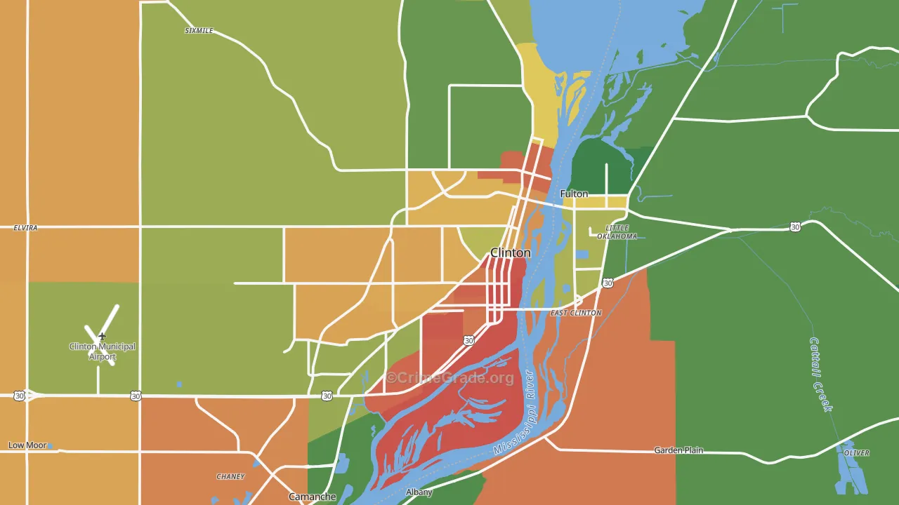 Clinton, IA Map of Assault Rates