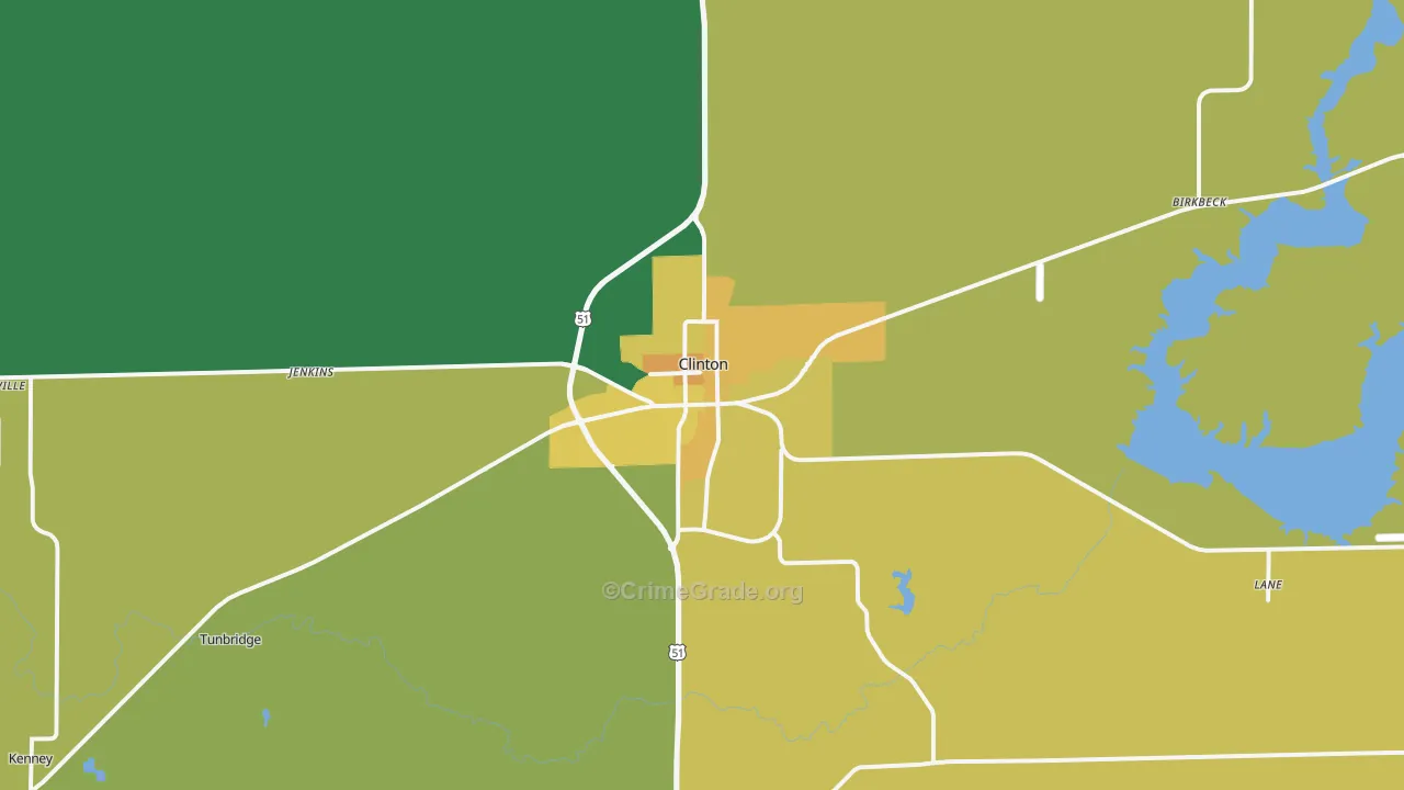 Clinton, IL Map of Assault Rates