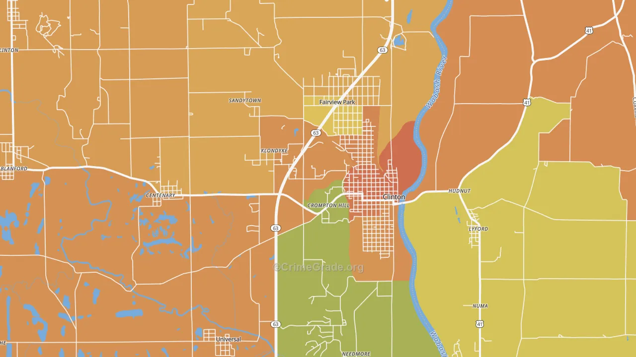 Clinton, IN Map of Assault Rates