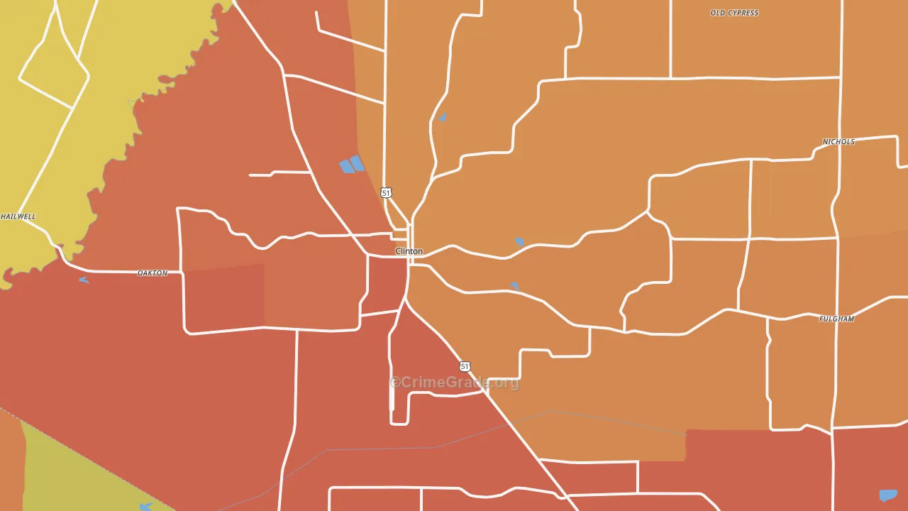 Clinton, KY Map of Assault Rates