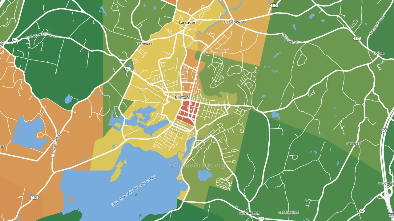 Clinton, MA Map of Assault Rates