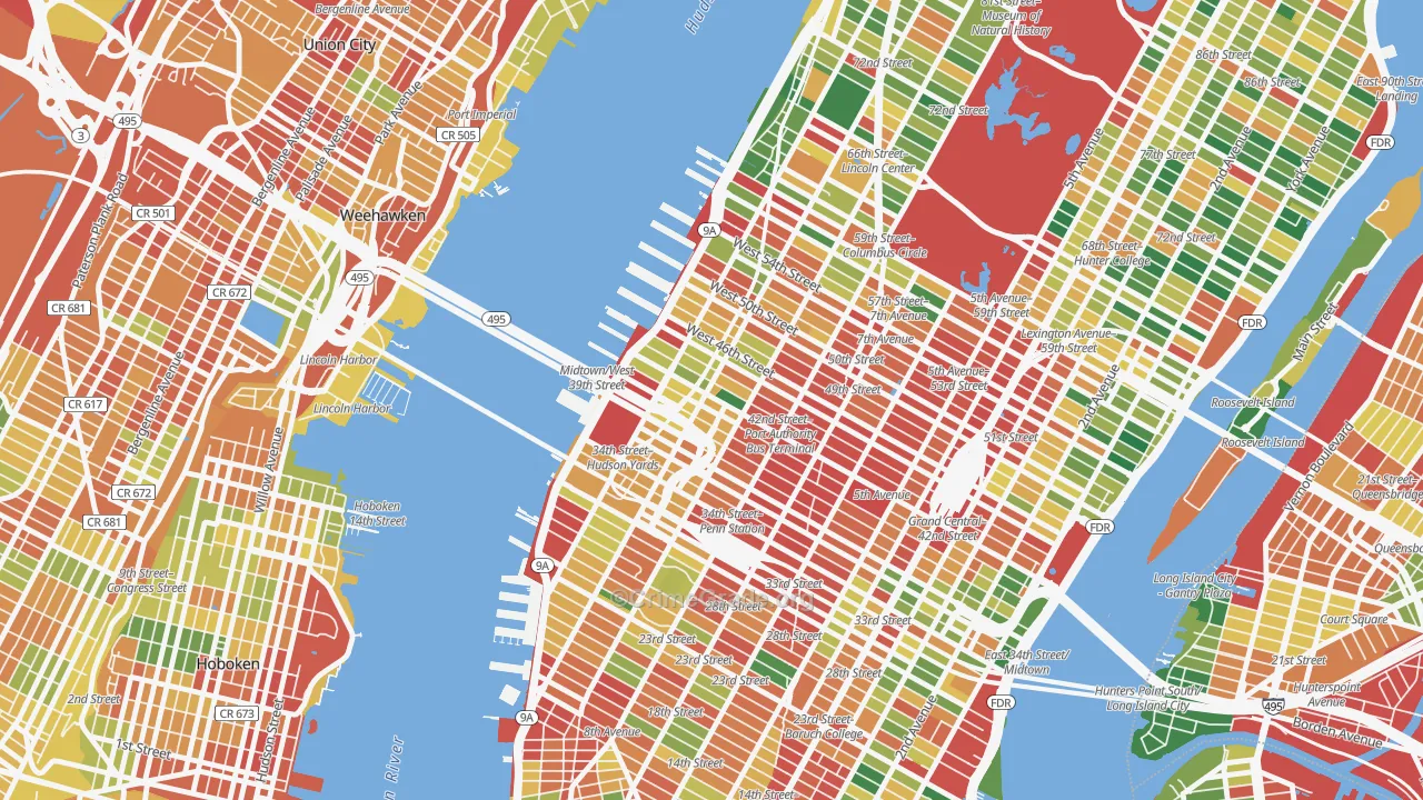 Clinton, Manhattan, NY Map of Assault Rates