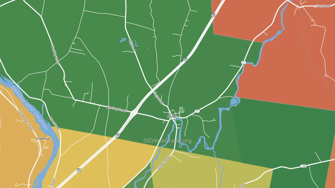 Clinton, ME Map of Assault Rates