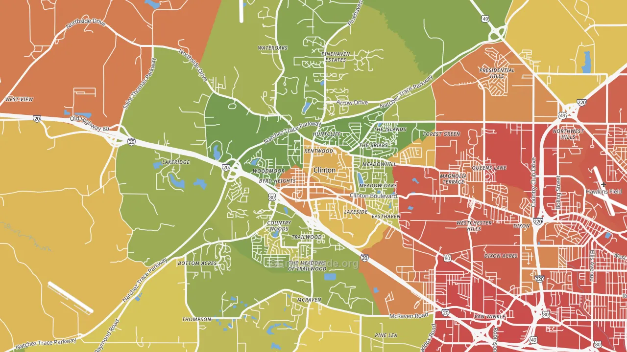 Clinton, MS Map of Assault Rates