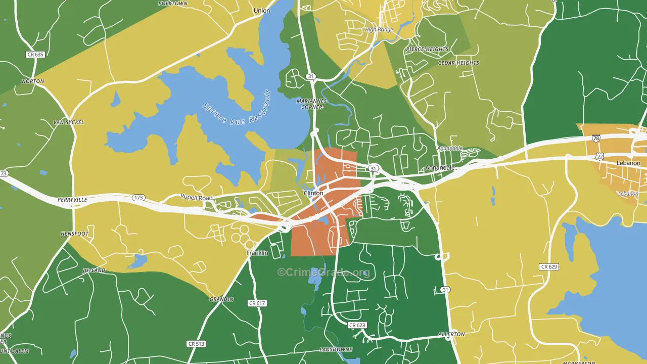 Clinton, NJ Map of Assault Rates