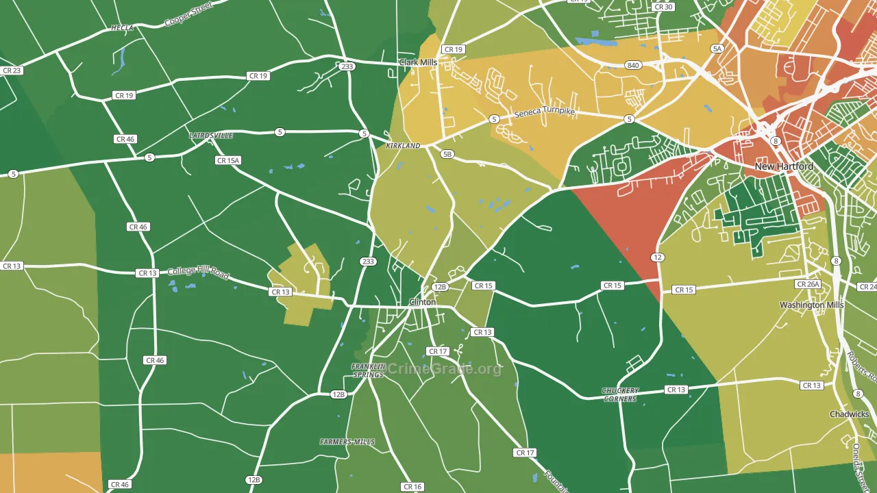 Clinton, NY Map of Assault Rates