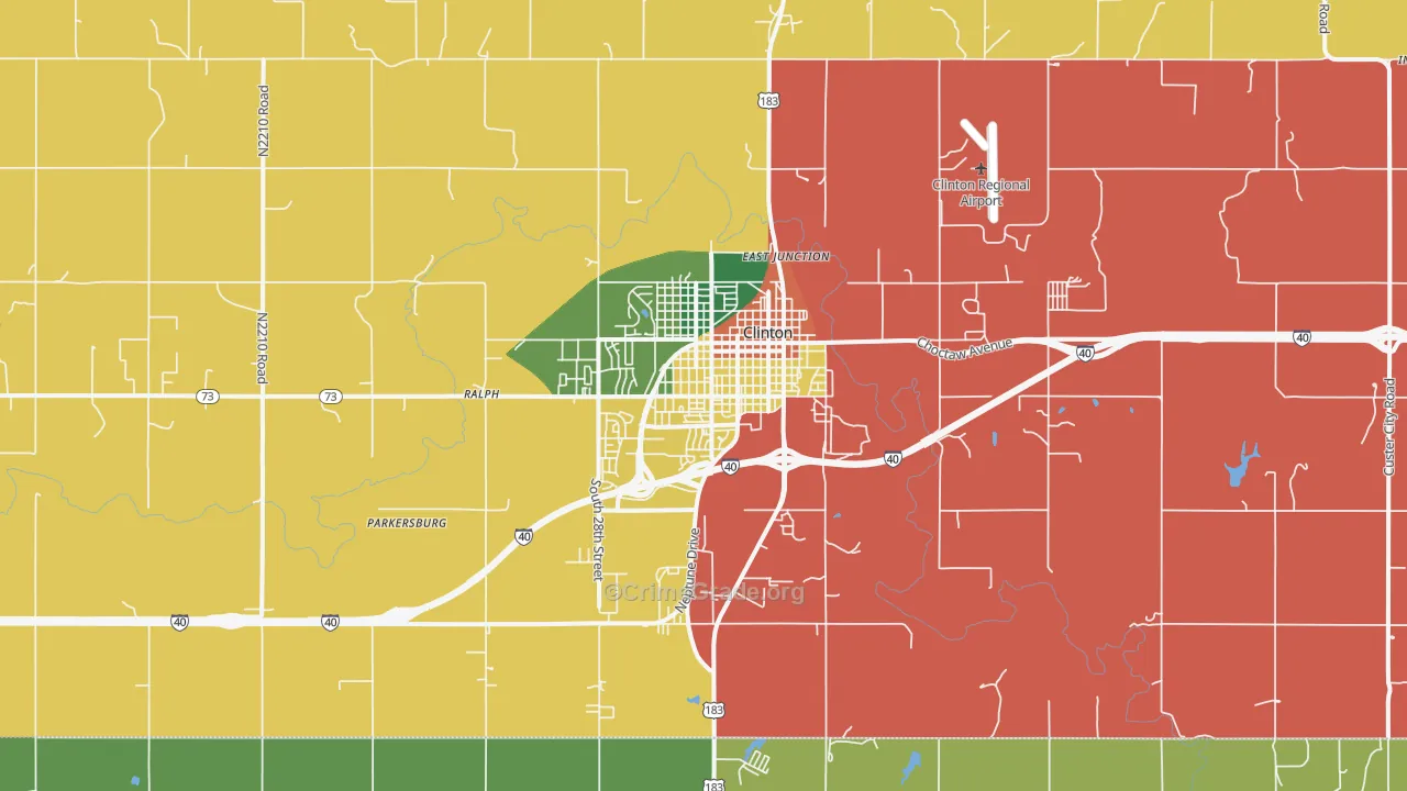 Clinton, OK Map of Assault Rates