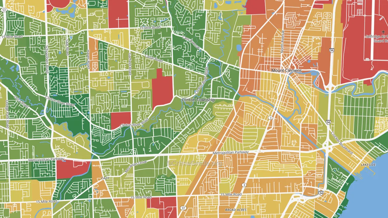Clinton Township, MI Map of Assault Rates