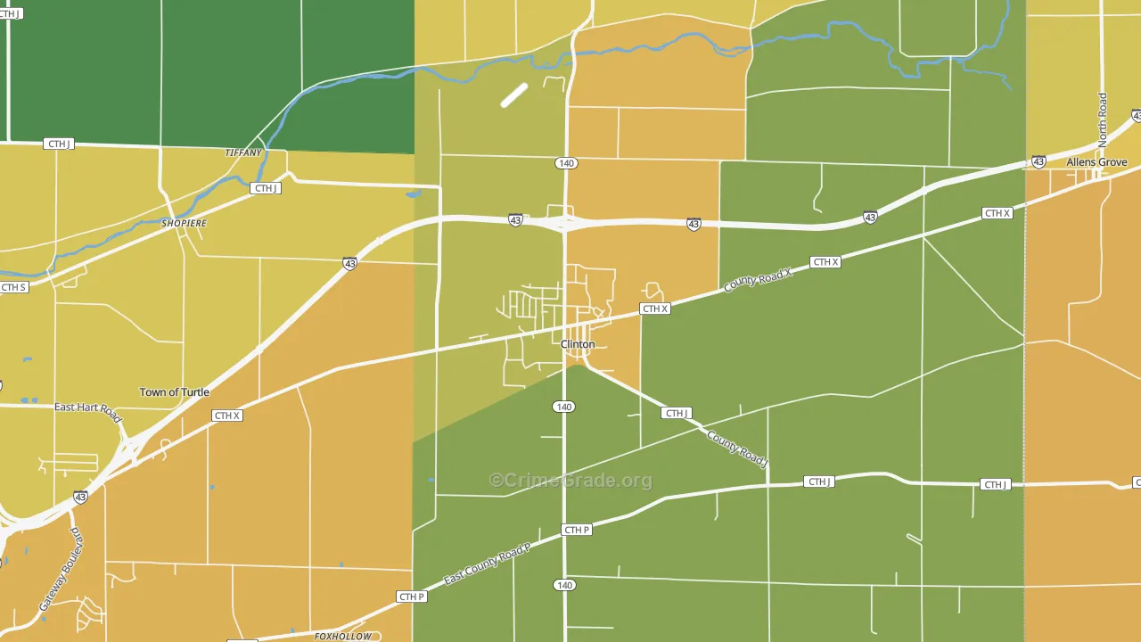 Clinton, WI Map of Assault Rates