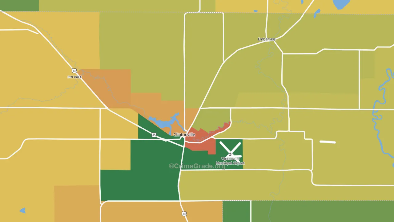Clintonville, WI Map of Assault Rates