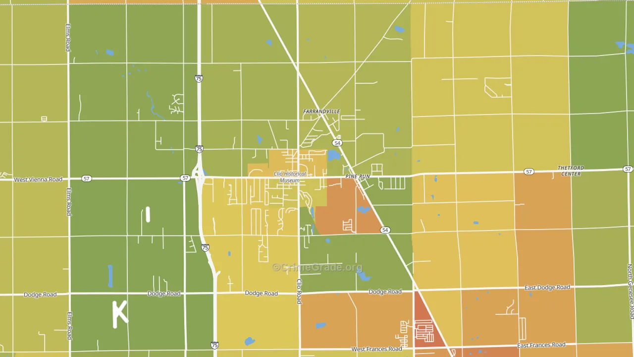 Clio, MI Map of Assault Rates