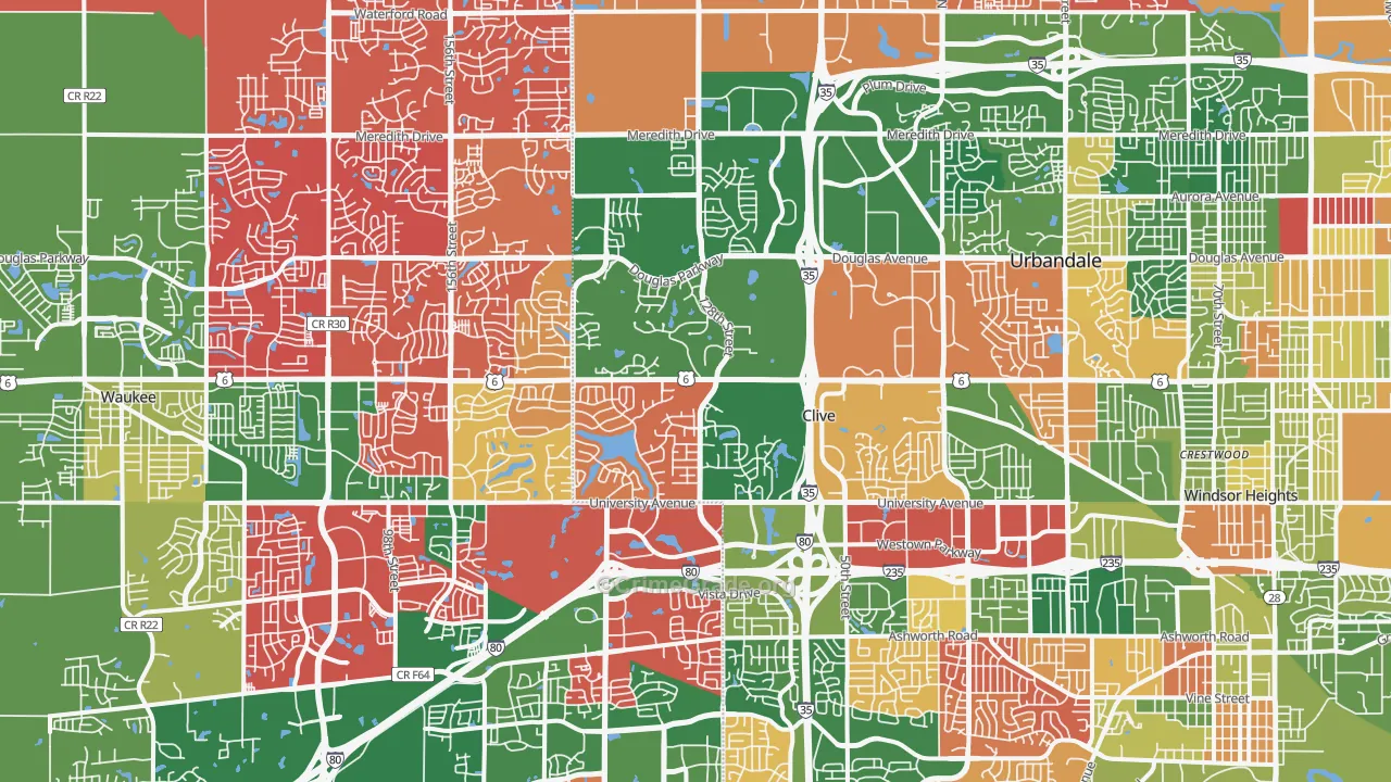 Clive, IA Map of Assault Rates