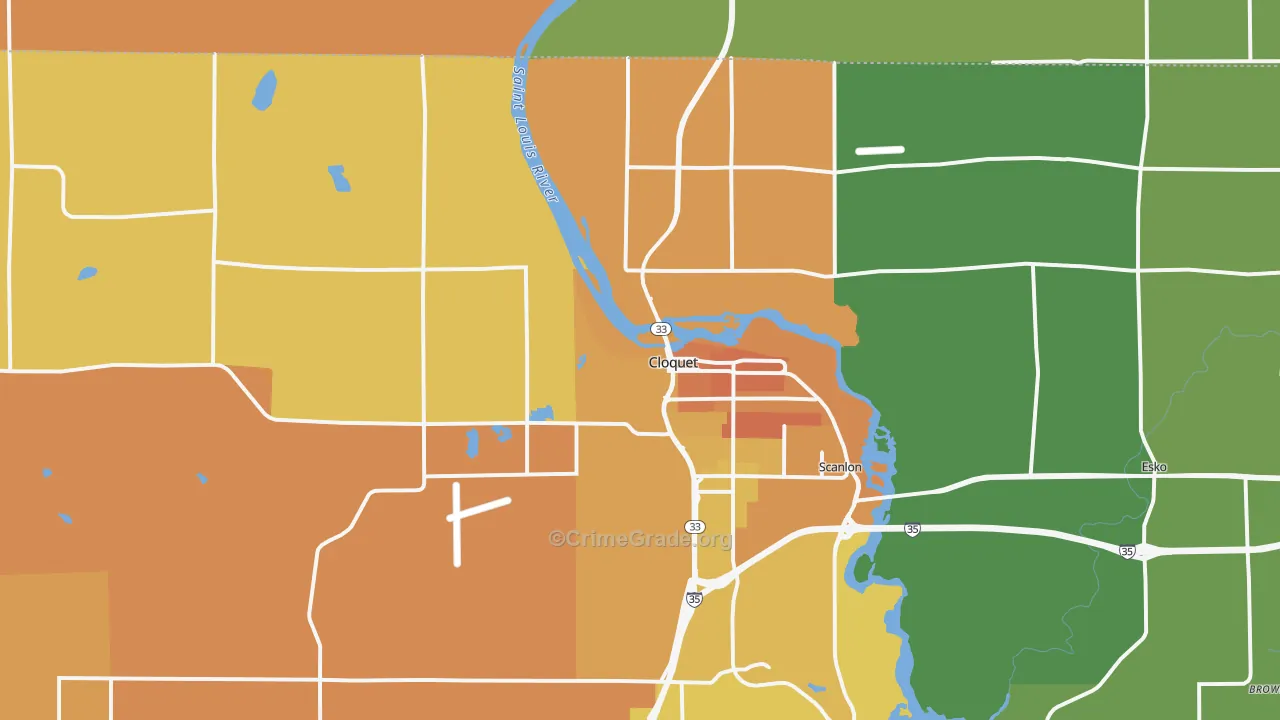 Cloquet, MN Map of Assault Rates