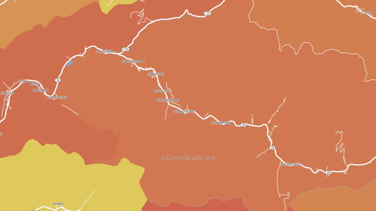 Closplint, KY Map of Assault Rates