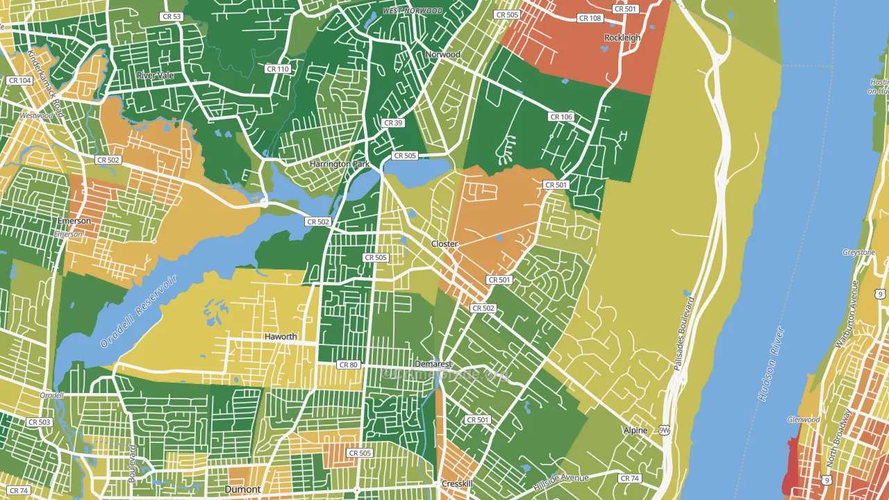 Closter, NJ Map of Assault Rates