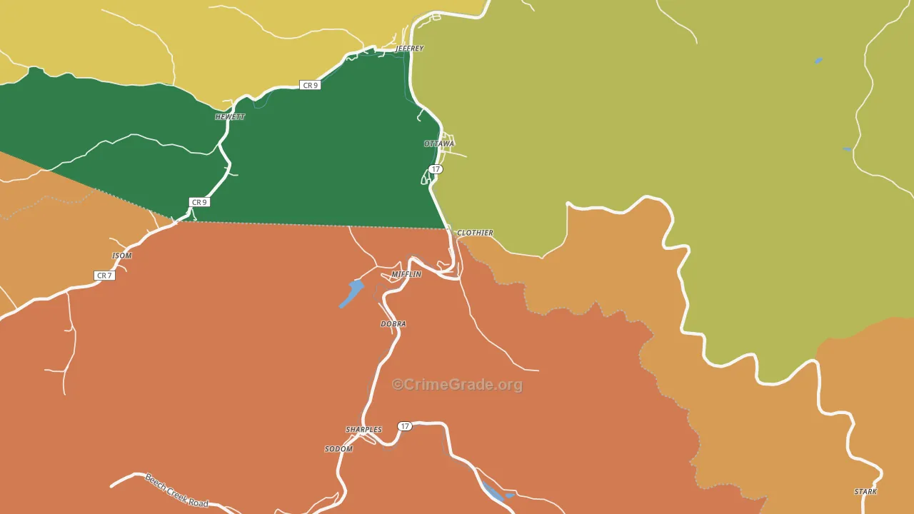 Clothier, WV Map of Assault Rates