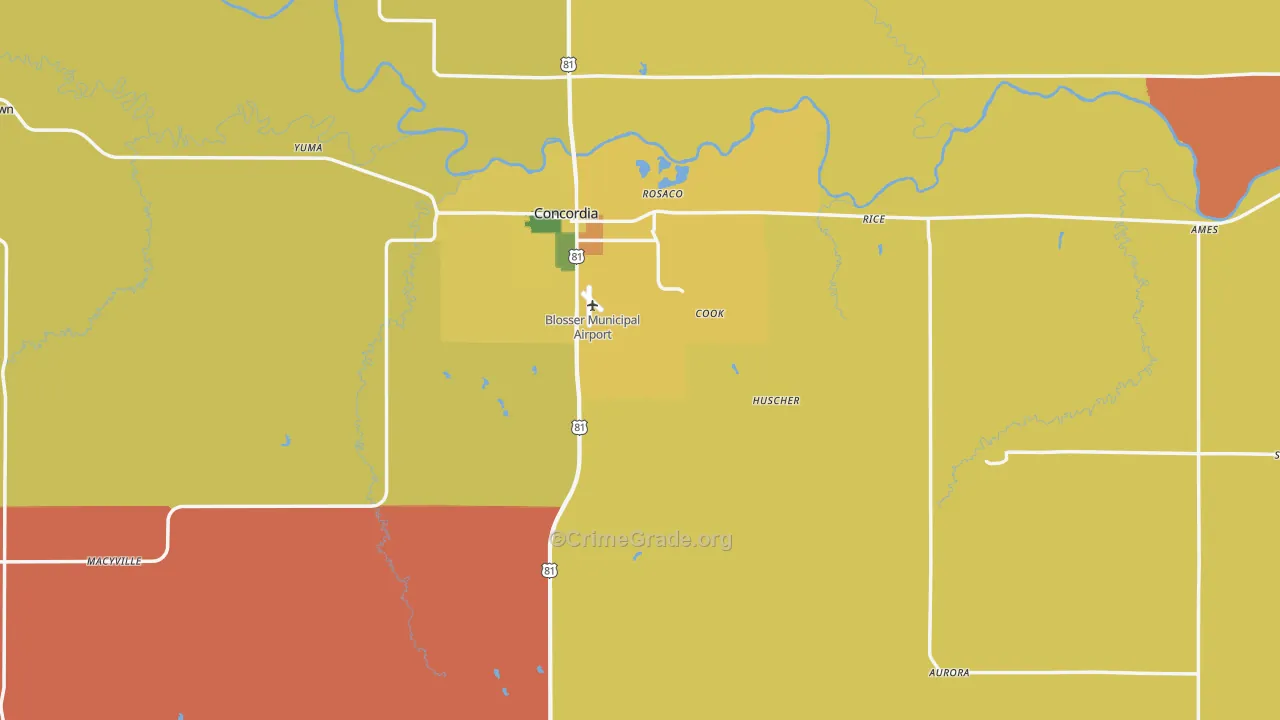 Cloud County, KS Map of Assault Rates