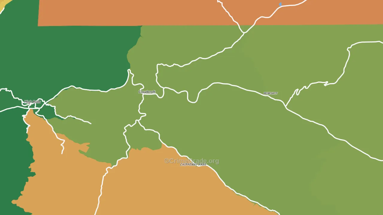 Cloudcroft, NM Map of Assault Rates