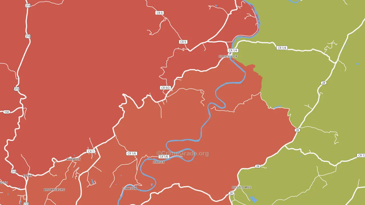 Clover Lick, WV Map of Assault Rates