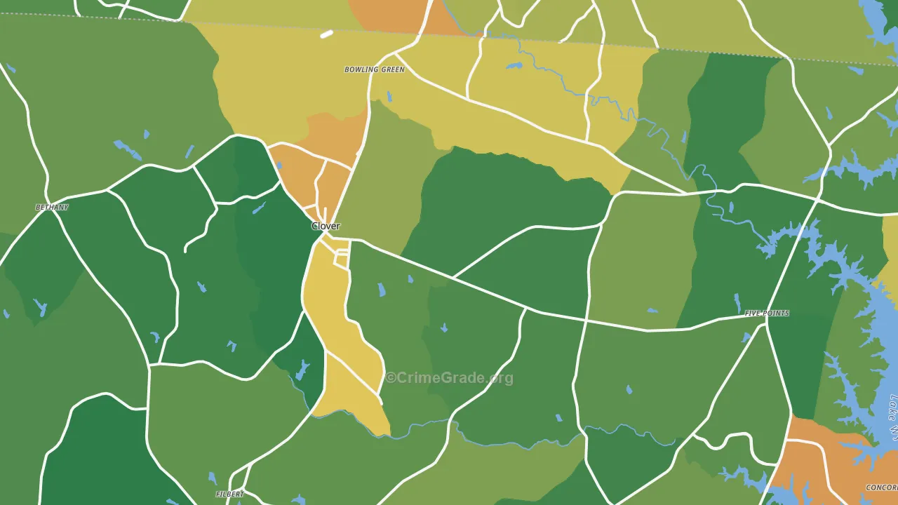 Clover, SC Map of Assault Rates