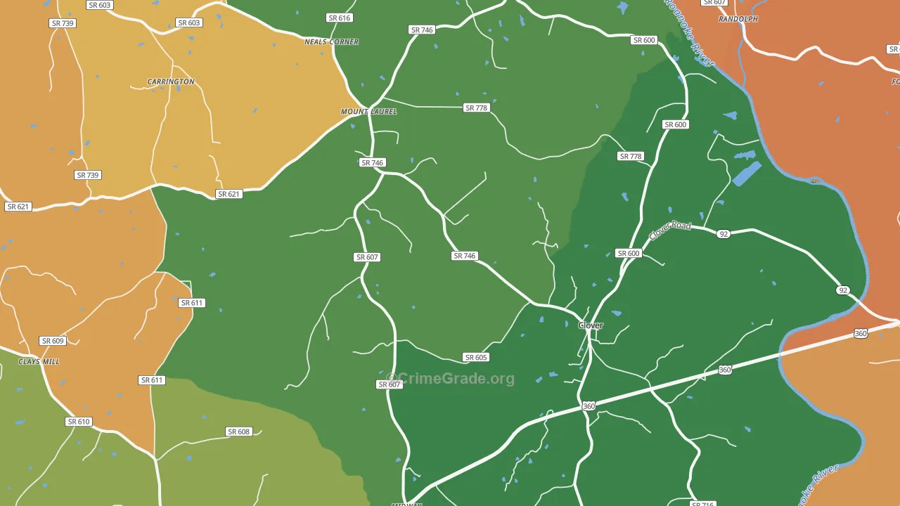Clover, VA Map of Assault Rates
