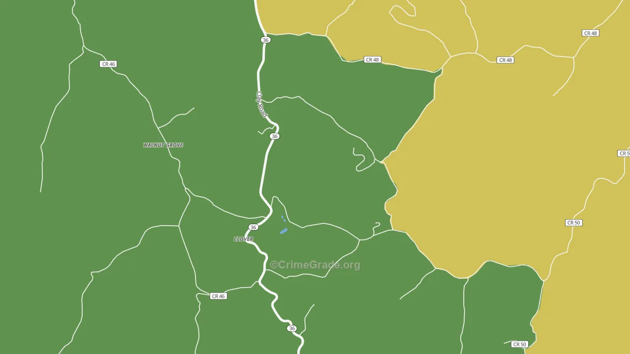 Clover, WV Map of Assault Rates