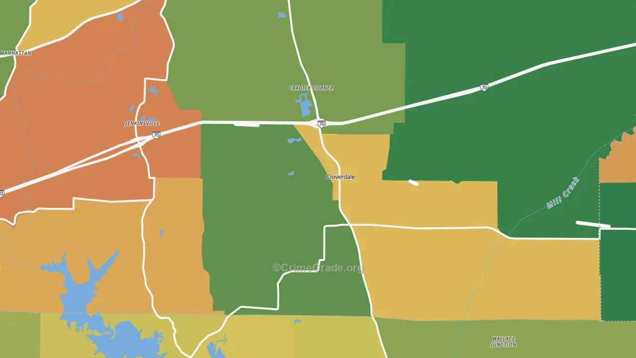 Cloverdale, IN Map of Assault Rates