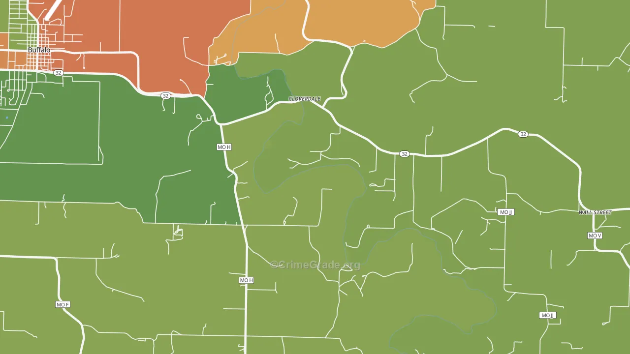 Cloverdale, MO Map of Assault Rates