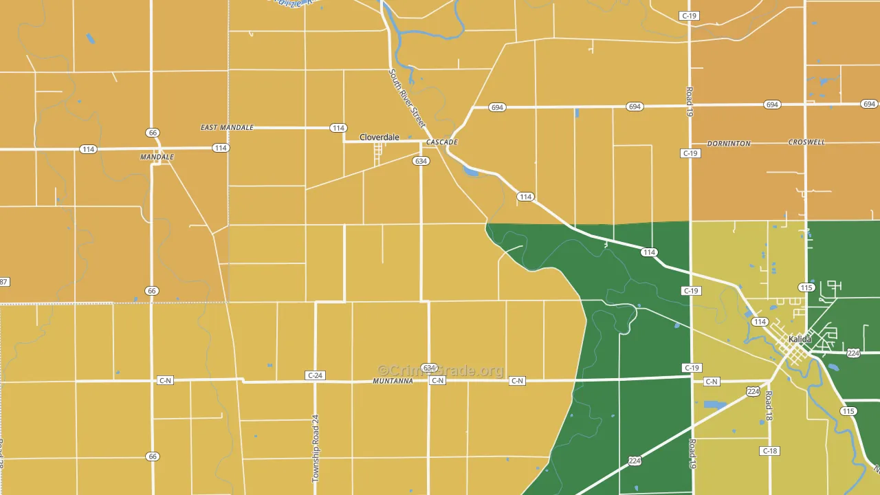 Cloverdale, OH Map of Assault Rates