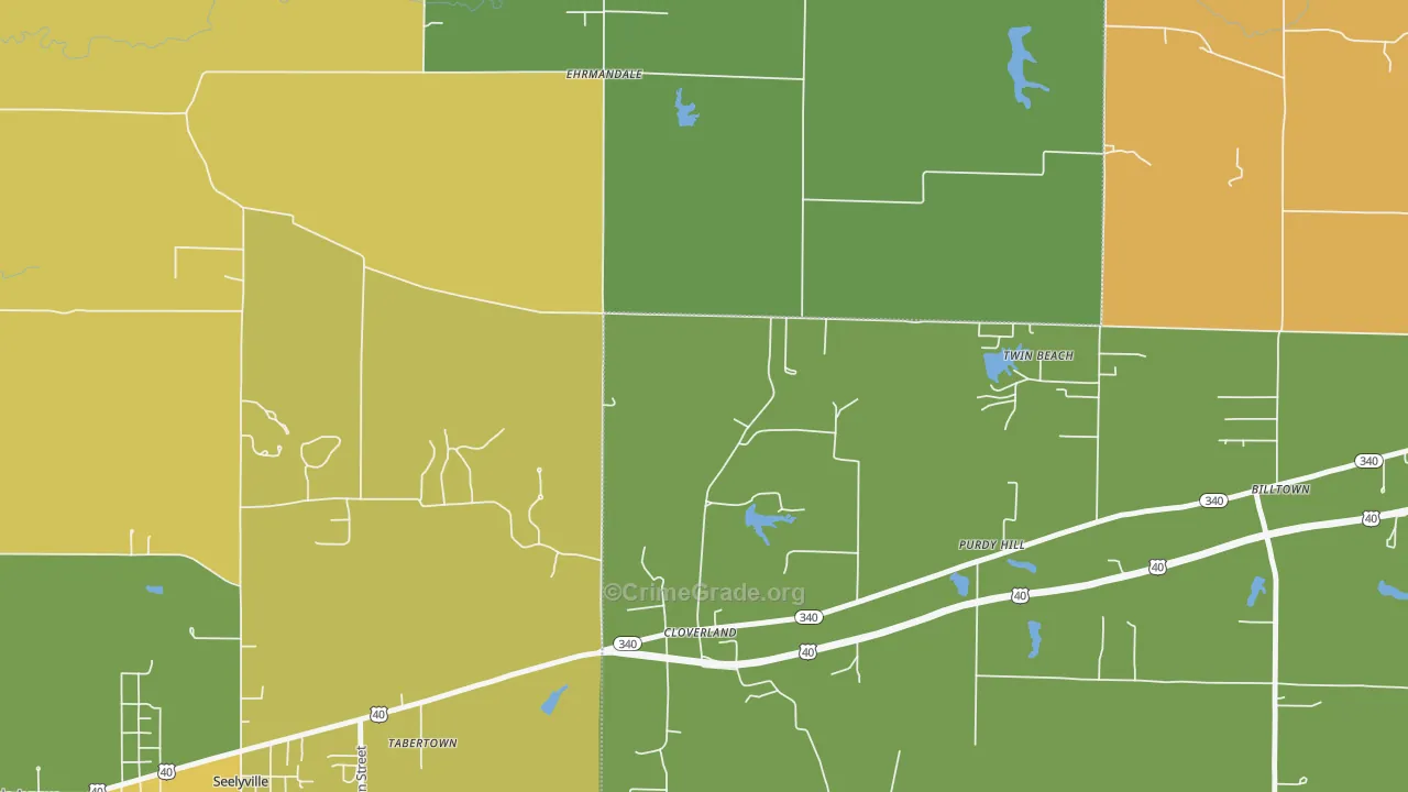 Cloverland, IN Map of Assault Rates