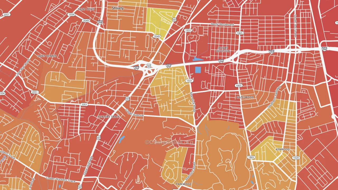 Cloverleaf, Louisville, KY Map of Assault Rates