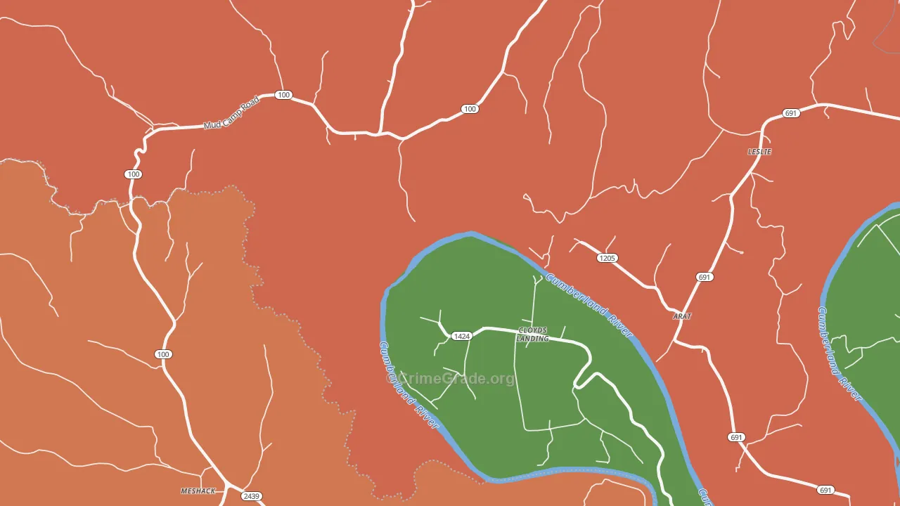 Cloyds Landing, KY Map of Assault Rates