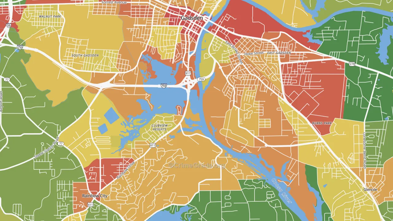 Clubview Heights, AL Map of Assault Rates
