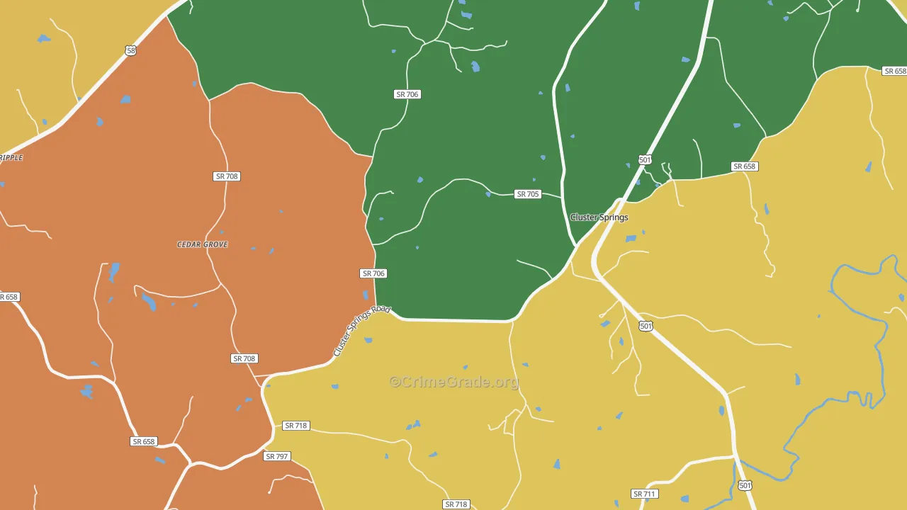 Cluster Springs, VA Map of Assault Rates