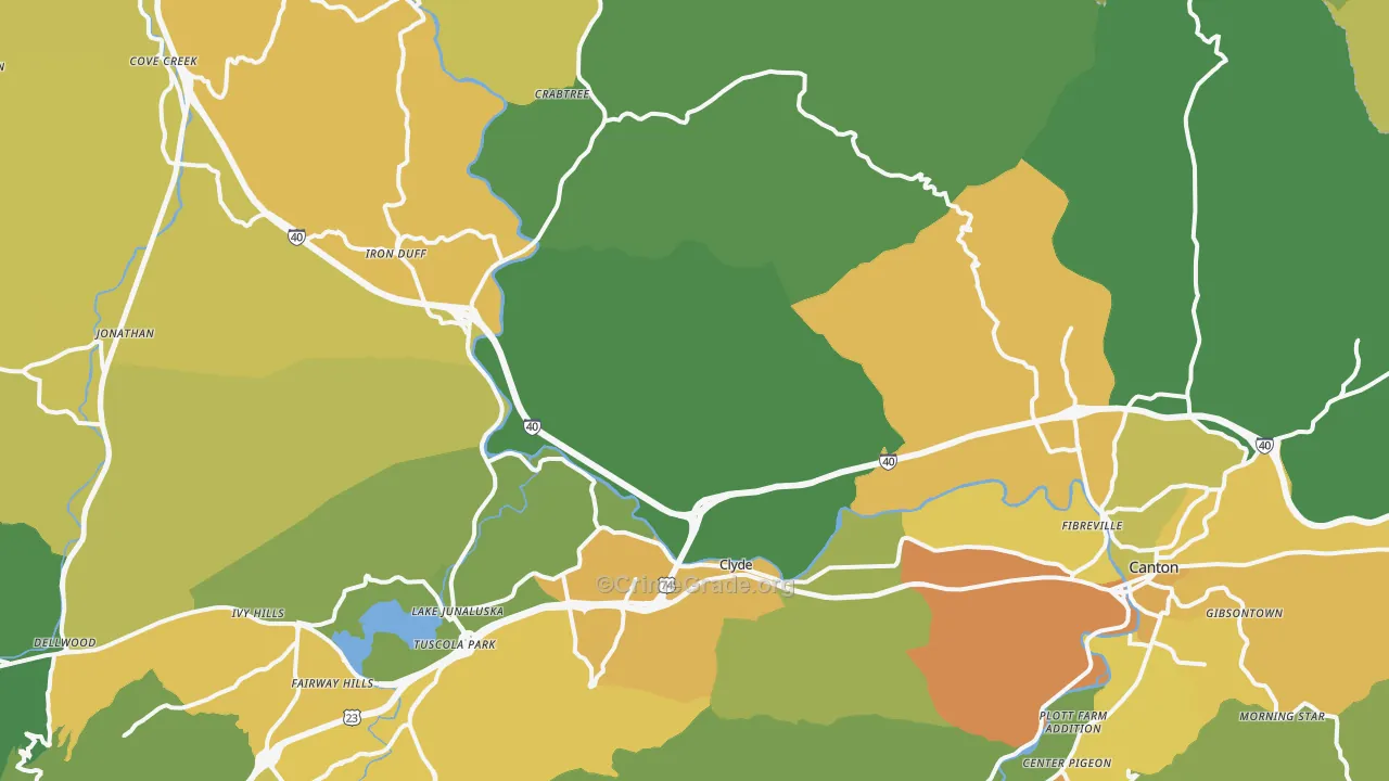 Clyde, NC Map of Assault Rates