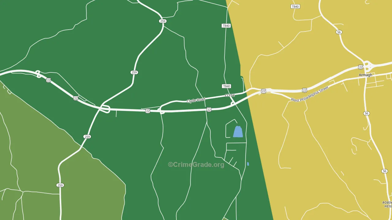 Clyde, PA Map of Assault Rates