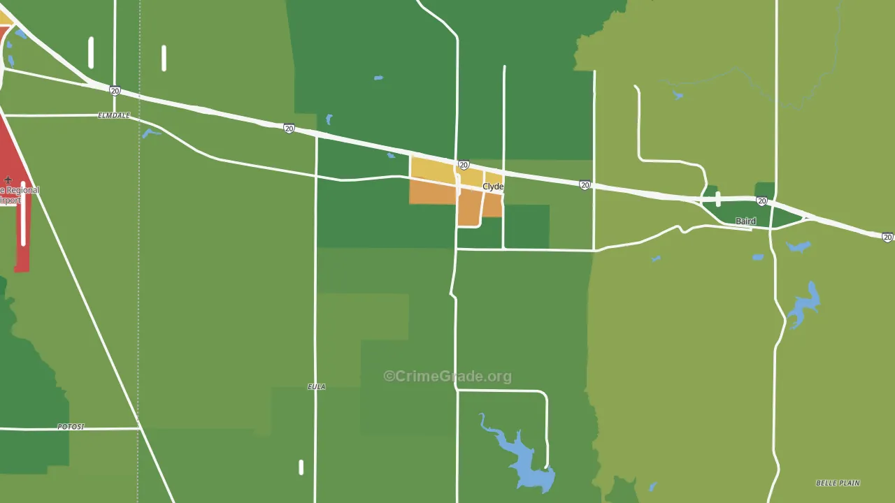 Clyde, TX Map of Assault Rates